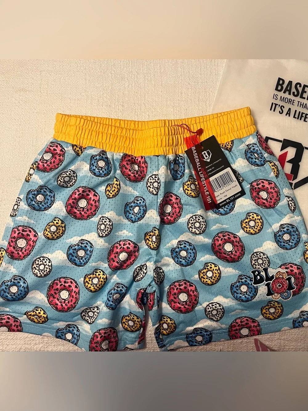 NWT Baseball Lifestyle 101 Donut Print Athletic Shorts (youth medium)